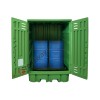 Drum storage cabinet in polyethylene 1540 x 1600 x 2000 mm with spill pallet for 4 drums