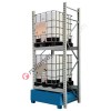 Metal storage shelves space saver with spill pallet for 2 1000 lt IBCs on 2 levels