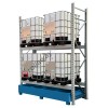 Metal storage shelves space saver with spill pallet for 4 1000 lt IBCs on 2 levels