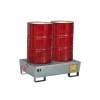 Drum spill pallet in galvanized steel with grid 1200 x 800 x 340 mm for 2 drums