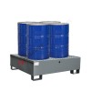 Drum spill pallet 300 lt in painted steel with grid 1355 x 1255 x 290 mm for 4 drums