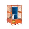 Drum sump pallet in painted steel with grid and mesh sides 870 x 870 x 1460 mm for 1 drum