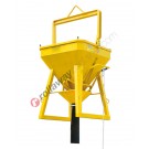 Square concrete bucket with central unloading and rubber hose capacity up to 7800 kg