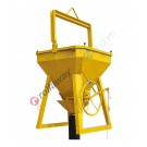 Square concrete bucket with central unloading with rubber hose and handwheel opening capacity up to 7800 kg