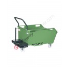 Forklift tipping skip with 4 wheels and capacity 600 kg dismountable