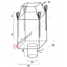 Big bag with skirt and discharge spout