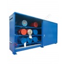 Storage container in steel 6240 x 1450 mm with spill pallet for horizontal drums 200 lt
