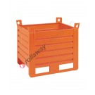 High sheet metal container heavy with skids on long side