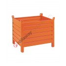 Sheet metal container with boxed feet