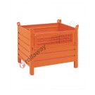 Sheet metal container with boxed feet and mesh door