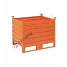 Sheet metal container with skids on long side