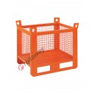 Mesh container heavy with skids on long side