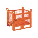 Mesh container heavy with skids on long side and door