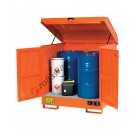 Drum storage cabinet in painted steel 1350 x 1260 x 1540 mm with spill pallet for flammable substances