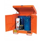 Drum storage cabinet in painted steel 1350 x 860 x 1570 mm with spill pallet for flammable substances