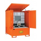 IBC storage cabinet in painted steel 1350 x 1660 x 1900 mm with spill pallet