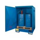 Drum storage cabinet in galvanized painted steel 1360 x 1320 x 1815 mm with spill pallet for 4 x 200 lt drums