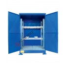 Drum storage cabinet in galvanized painted steel 1765 x 1350 x 2550 mm with spill pallet and shelving