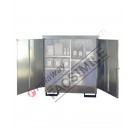 Drum storage cabinet in galvanized steel 1410 x 950 x 1680 mm with spill pallet for 2 x 200 lt drums
