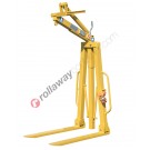 Compass crane fork with spring balance and self-leveling teeth