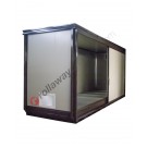 Modulcontainer for floor tanks with polyurethane insulated panels, spill pallet and sliding doors