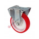Nylon and polyurethane fixed castor with housing in stainless steel