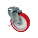 Nylon and polyurethane bolt hole swivel castor with housing in stainless steel