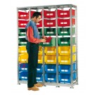 Shelving 1429 x 500 H 2010 mm complete 32 open fronted storage bin 500/450 x 300 mm