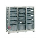 Shelving euro container 1090 x 400 H 1010 mm with 18 euroboxes 400 x 300 mm