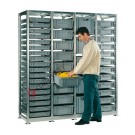Shelving euro container 1840 x 600 H 2010 mm with 44 euroboxes 600 x 400 mm