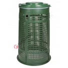 Perforated litter bin 130 litres with lid and bag hoop