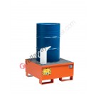 Drum spill pallet 210 liter in painted steel with grid 860 x 860 x 430 mm for 1 drum