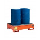 Drum spill pallet 230 liter in painted steel with grid 1340 x 850 x 330 mm for 2 drums