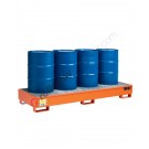 Drum spill pallet in painted steel with grid 2660 x 850 x 330 mm for 4 drums