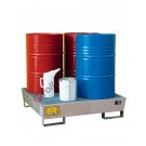 Drum spill pallet in galvanized steel with grid 1200 x 1200 x 300 mm for 4 drums