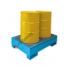 Drum spill pallet 250 lt in galvanized and painted steel with grid 1355 x 875 x 332 mm for 2 drums