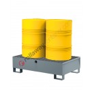 Drum spill pallet 200 lt in painted steel with grid 1300 x 800 x 392 mm for 2 drums