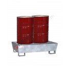 Drum spill pallet cone-shaped in steel with perforated grid 1310 x 800 x 340 mm for 2 drums
