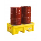Drum spill pallet 305 lt in polyethylene with grid 1350 x 800 x 420 mm for 2 drums