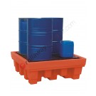 Drum spill pallet 550 liter with grid 1420 x 1420 x 520 mm for 4 drums