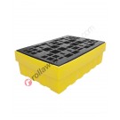 Drum spill pallet 280 lt in polyethylene with perforated grid 1230 x 830 x 380 mm for 2 drums