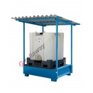 Spill pallet with corrugated fiberglass foldable canopy 2100 x 1900 x 2110 mm
