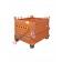 Drop bottom opening skip with one door on galvanized feet capacity 1350 kg orange