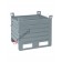 Sheet metal container heavy with skids on long side and door on short side