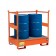 Drum sump pallet in painted steel with grid and open sides 1350 x 860 x 1460 mm for 2 drums