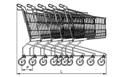 Dimensions supermarket trolley in metal wire 90 l