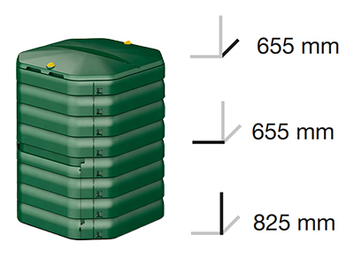 Dimensions compost bin 300 liters