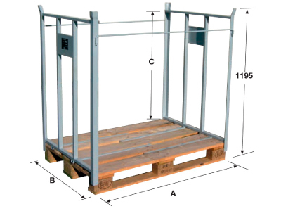 Dimensions sheet metal slides for wood pallet