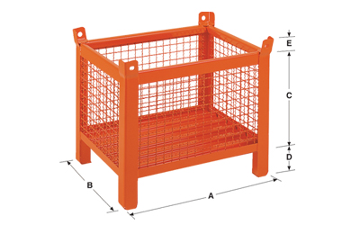 Dimensions small mesh container with boxed feet