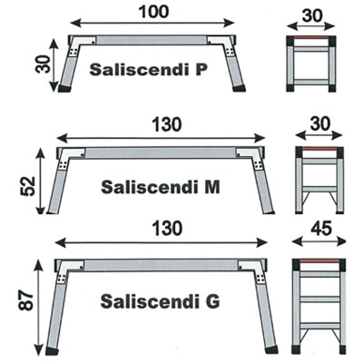 Resealable aluminum stool measures with double slope for professional industrial use Saliscendi